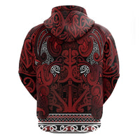 Aotearoa Iwi Te Arawa Zip Hoodie Maori Wharenui House Tribal Pattern