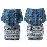 Aotearoa Iwi Ngati Porou Couples Matching Off Shoulder Short Dress and Long Sleeve Button Shirt Maori Wharenui House Tribal Pattern