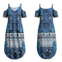 Aotearoa Iwi Ngati Porou Couples Matching Summer Maxi Dress and Long Sleeve Button Shirt Maori Wharenui House Tribal Pattern