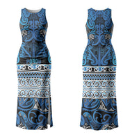 Aotearoa Iwi Ngati Porou Couples Matching Tank Maxi Dress and Long Sleeve Button Shirt Maori Wharenui House Tribal Pattern