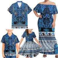 Aotearoa Iwi Ngati Porou Family Matching Off Shoulder Maxi Dress and Hawaiian Shirt Maori Wharenui House Tribal Pattern