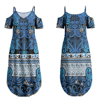 Aotearoa Iwi Ngati Porou Family Matching Summer Maxi Dress and Hawaiian Shirt Maori Wharenui House Tribal Pattern