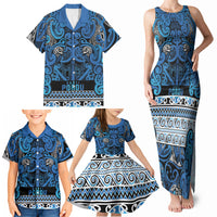 Aotearoa Iwi Ngati Porou Family Matching Tank Maxi Dress and Hawaiian Shirt Maori Wharenui House Tribal Pattern