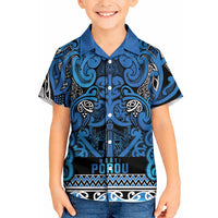 Aotearoa Iwi Ngati Porou Kid Hawaiian Shirt Maori Wharenui House Tribal Pattern