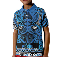 Aotearoa Iwi Ngati Porou Kid Polo Shirt Maori Wharenui House Tribal Pattern