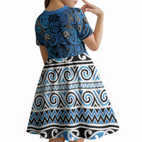 Aotearoa Iwi Ngati Porou Kid Short Sleeve Dress Maori Wharenui House Tribal Pattern