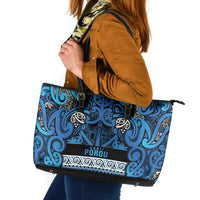 Aotearoa Iwi Ngati Porou Leather Tote Bag Maori Wharenui House Tribal Pattern