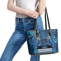 Aotearoa Iwi Ngati Porou Leather Tote Bag Maori Wharenui House Tribal Pattern