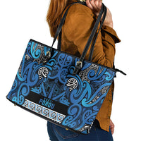 Aotearoa Iwi Ngati Porou Leather Tote Bag Maori Wharenui House Tribal Pattern