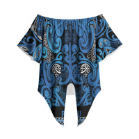 Aotearoa Iwi Ngati Porou Off Shoulder Wrap Waist Top Maori Wharenui House Tribal Pattern