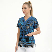 Aotearoa Iwi Ngati Porou Scrub Top Maori Wharenui House Tribal Pattern