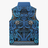 Aotearoa Iwi Ngati Porou Sleeveless Puffer Jacket Maori Wharenui House Tribal Pattern