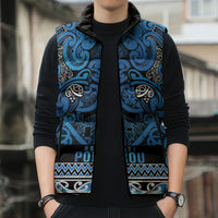 Aotearoa Iwi Ngati Porou Sleeveless Puffer Jacket Maori Wharenui House Tribal Pattern