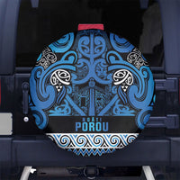 Aotearoa Iwi Ngati Porou Spare Tire Cover Maori Wharenui House Tribal Pattern