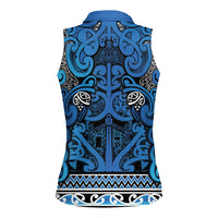 Aotearoa Iwi Ngati Porou Women Sleeveless Polo Shirt Maori Wharenui House Tribal Pattern