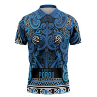 Aotearoa Iwi Ngati Porou Zipper Polo Shirt Maori Wharenui House Tribal Pattern