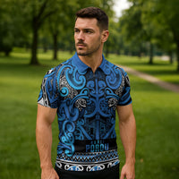 Aotearoa Iwi Ngati Porou Zipper Polo Shirt Maori Wharenui House Tribal Pattern