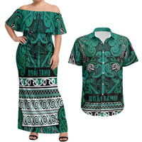 Aotearoa Iwi Ngai Tahu Couples Matching Off Shoulder Maxi Dress and Hawaiian Shirt Maori Wharenui House Tribal Pattern