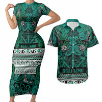 Aotearoa Iwi Ngai Tahu Couples Matching Short Sleeve Bodycon Dress and Hawaiian Shirt Maori Wharenui House Tribal Pattern