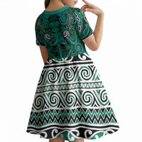 Aotearoa Iwi Ngai Tahu Kid Short Sleeve Dress Maori Wharenui House Tribal Pattern