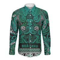 Aotearoa Iwi Ngai Tahu Long Sleeve Button Shirt Maori Wharenui House Tribal Pattern