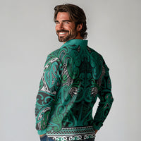 Aotearoa Iwi Ngai Tahu Long Sleeve Polo Shirt Maori Wharenui House Tribal Pattern