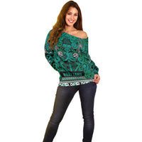 Aotearoa Iwi Ngai Tahu Off Shoulder Sweater Maori Wharenui House Tribal Pattern
