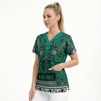 Aotearoa Iwi Ngai Tahu Scrub Top Maori Wharenui House Tribal Pattern
