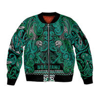 Aotearoa Iwi Ngai Tahu Sleeve Zip Bomber Jacket Maori Wharenui House Tribal Pattern