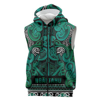 Aotearoa Iwi Ngai Tahu Sleeveless Zip Hoodie Maori Wharenui House Tribal Pattern