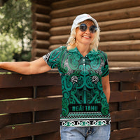 Aotearoa Iwi Ngai Tahu Women Polo Shirt Maori Wharenui House Tribal Pattern