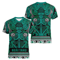 Aotearoa Iwi Ngai Tahu Women V-Neck T-Shirt Maori Wharenui House Tribal Pattern