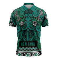 Aotearoa Iwi Ngai Tahu Zipper Polo Shirt Maori Wharenui House Tribal Pattern