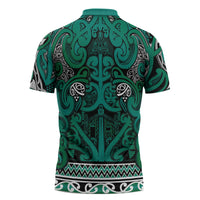 Aotearoa Iwi Ngai Tahu Zipper Polo Shirt Maori Wharenui House Tribal Pattern