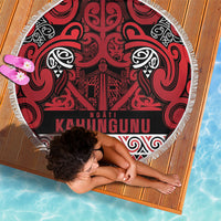 Aotearoa Iwi Ngati Kahungunu Beach Blanket Maori Wharenui House Tribal Pattern