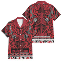 Aotearoa Iwi Ngati Kahungunu Family Matching Off Shoulder Maxi Dress and Hawaiian Shirt Maori Wharenui House Tribal Pattern