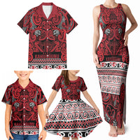 Aotearoa Iwi Ngati Kahungunu Family Matching Tank Maxi Dress and Hawaiian Shirt Maori Wharenui House Tribal Pattern