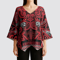 Aotearoa Iwi Ngati Kahungunu Kimono Sleeve Blouse Maori Wharenui House Tribal Pattern