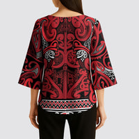 Aotearoa Iwi Ngati Kahungunu Kimono Sleeve Blouse Maori Wharenui House Tribal Pattern