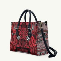 Aotearoa Iwi Ngati Kahungunu Leather Bag Maori Wharenui House Tribal Pattern