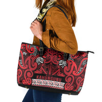 Aotearoa Iwi Ngati Kahungunu Leather Tote Bag Maori Wharenui House Tribal Pattern