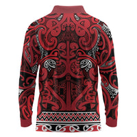 Aotearoa Iwi Ngati Kahungunu Long Sleeve Polo Shirt Maori Wharenui House Tribal Pattern