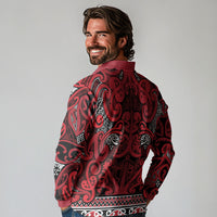 Aotearoa Iwi Ngati Kahungunu Long Sleeve Polo Shirt Maori Wharenui House Tribal Pattern