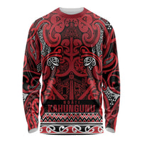 Aotearoa Iwi Ngati Kahungunu Long Sleeve Shirt Maori Wharenui House Tribal Pattern