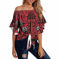 Aotearoa Iwi Ngati Kahungunu Off Shoulder Wrap Waist Top Maori Wharenui House Tribal Pattern