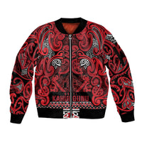 Aotearoa Iwi Ngati Kahungunu Sleeve Zip Bomber Jacket Maori Wharenui House Tribal Pattern