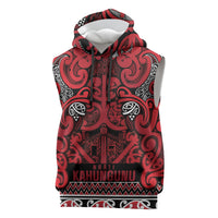 Aotearoa Iwi Ngati Kahungunu Sleeveless Hoodie Maori Wharenui House Tribal Pattern