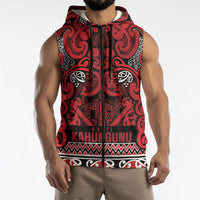 Aotearoa Iwi Ngati Kahungunu Sleeveless Zip Hoodie Maori Wharenui House Tribal Pattern