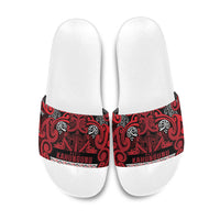 Aotearoa Iwi Ngati Kahungunu Slide Sandals Maori Wharenui House Tribal Pattern