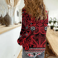 Aotearoa Iwi Ngati Kahungunu Women Casual Shirt Maori Wharenui House Tribal Pattern